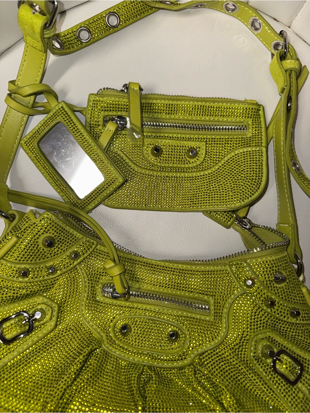 AKIRA Neon Lime Studded Shoulder Bag Set - Picture 3 of 4